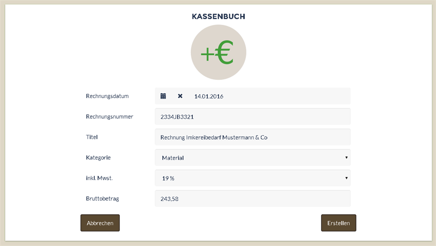 Kassenbucheintrag